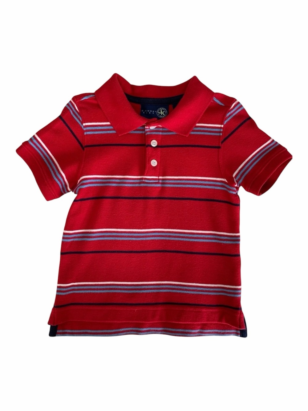 J. Khaki Polo Shirt Boys Size 4 Red Blue White Stripes Short Sleeve